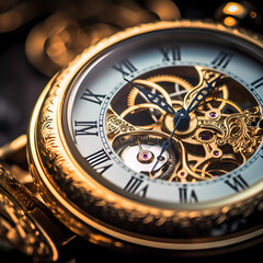 Poster - Macro shot of an antique pocket watch.