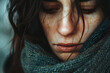 A picture of a crying woman showing signs of seasonal affective disorder and emotional distress.