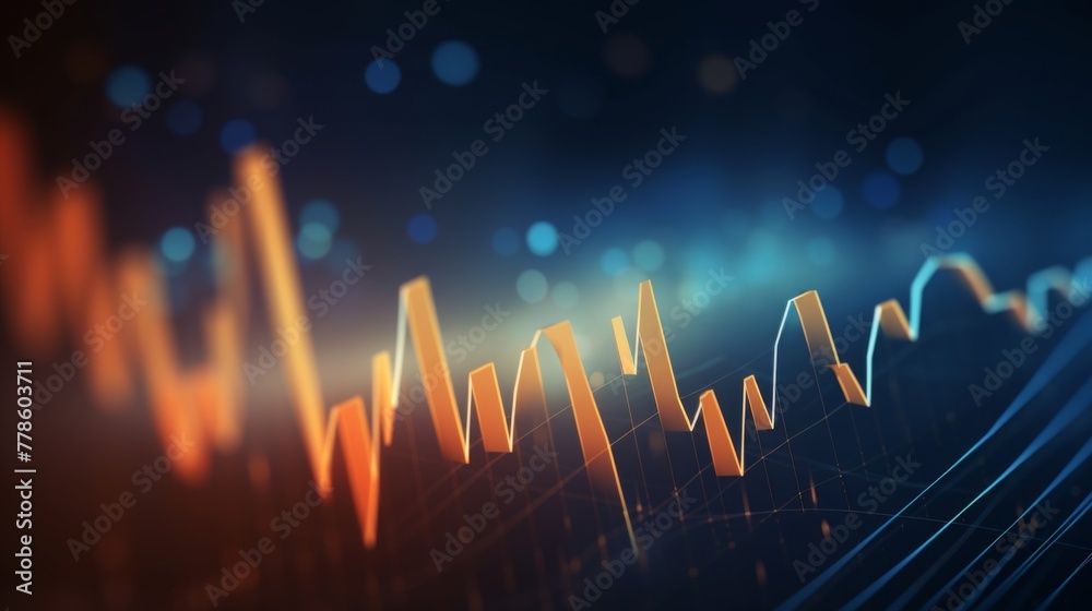 High quality, high resolution stock market graph on blue background ...