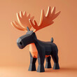 Stylized low poly moose illustration in an abstract art style with warm tones.