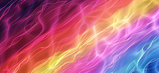 Wall Mural - A colorful, abstract painting of flames with a rainbow in the background