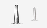 Fototapeta Miasto - hand drawn Washington Monument in United States, symbol of patriotism, DC landmark, vector illustration isolated on white background