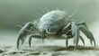 Highly Detailed 3D Render of a Dust Mite Highlighting Its Intricate Anatomical Features against a Neutral Background for Scientific or Educational