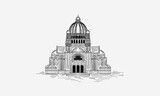 Fototapeta Miasto - Hand drawn sketch of the Basilica of the Sacred Heart / Basilique du Sacre Coeur, Paris, France. Vector illustration