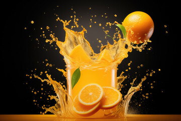 Sticker - Vibrant Orange Juice Splash Creating a Lively Burst of Flavor and Freshness