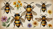 watercolor bee clipart for graphic resources .Generative AI