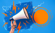 Business and marketing theme with megaphone loudspeaker for announcements and promotion