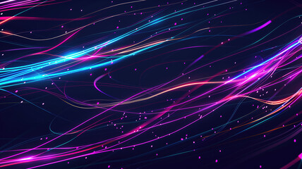 Wall Mural - Neon futuristic flashes on black background. Motion light lines backdrop. For banner, postcard, illustration. Created with generative AI tools