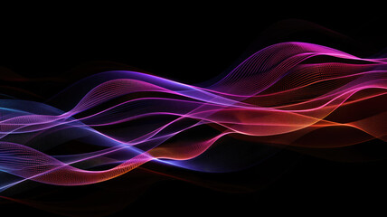 Wall Mural - Neon futuristic flashes on black background. Motion light lines backdrop. For banner, postcard, illustration. Created with generative AI tools