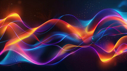 Wall Mural - Neon futuristic flashes on black background. Motion light lines backdrop. For banner, postcard, illustration. Created with generative AI tools