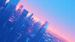Sunrise in the future city with blank background