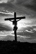 silhouette of jesus on the cross