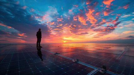 Wall Mural - photovoltaic panels on a factory roof