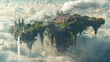 Floating Fortress City Amidst Cloudscape