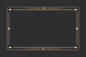 Wall Mural - line golden frame, celestiam minimal esoteric border, mystyc linear decoration with dots, corners is