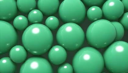Wall Mural - 3D render of green smooth bubbles