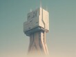 Towering Minimalist Structure Stands Alone Against a Clear Sky Evoking a Sense of Otherworldly Isolation and Technological Grandeur