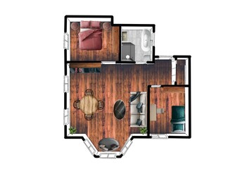 Wall Mural - House Floor Plan sketch. 3D design of home space Floorplan	