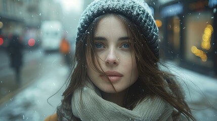 Wall Mural - portrait of a woman in the city.