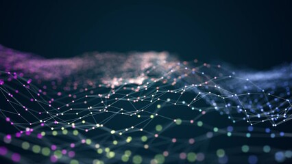 Fototapete - Motion graphic of Blue dot and line mesh connection with polygonal technology abstract background