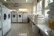 qualified coin operated washing machines in a public store Copy space image Place for adding text or design