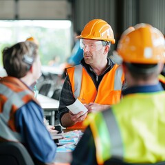 Fototapete - An employee conducting a training session on workplace safety procedures. 