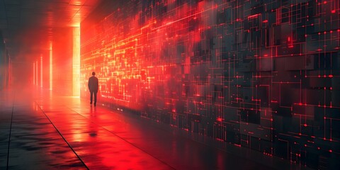 Poster - Digital Security Firewall Protecting Against Cyber Threats a Visual Metaphor for Online Safety and Cybersecurity