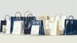 Elegant of a collection of fashionable shopping bags from high end retail stores showcasing the sophisticated designs and branding