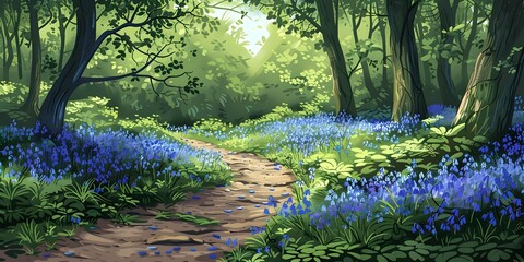 Canvas Print - A Magical Floral Pathway Leading into a Serene Woodland Realm