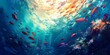 A Vibrant Underwater Tapestry of Tropical Fish Swimming Through Coral Reefs in the Ocean s Depths