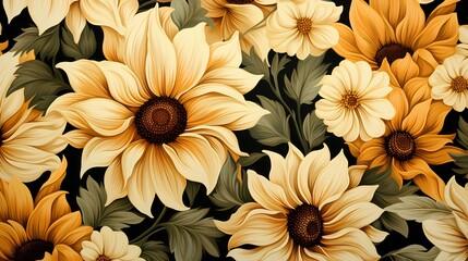 Wall Mural - yellow flowers background