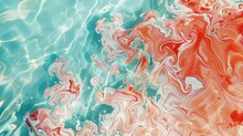 Sunkissed Coral And Aqua Marbling, A Dive Into Summer Waters