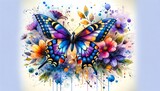 Fototapeta Motyle - Watercolor Painting of King Swallowtail Butterfly