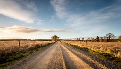 Wall Mural - view of dirt road in countryside with blue sky