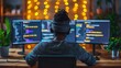 © Vilaysack - Diverse Office: IT Programmer Working on Desktop Computer. Applying His Knowledge in Writing Code, Developing Software. Generative AI