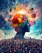 annual collective mind concept art, exploding mind, inner world, dreams, emotions, imagination and creative mind
