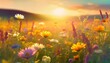 colorful abstract flower meadow illustration generative ai