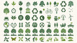 © Matan - Ecology icon set. Environment, sustainability, nature, recycle, renewable energy; electric bike, eco-friendly, forest, wind power, green symbol. Solid icons vector collection.
