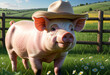 pig walking in farm