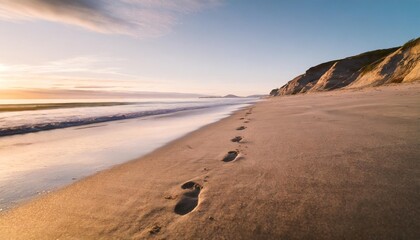 Wall Mural - footprints on the beach