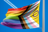 Fototapeta Miasto - The Intersex-Inclusive Pride Progress Flag  This flag was designed to celebrate diversity and inclusion for everyone in the LGBTQI+ (lesbian, gay, bisexual, transgender, queer, and intersex) community