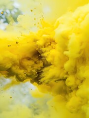 Canvas Print - yellow smoke and confetti
