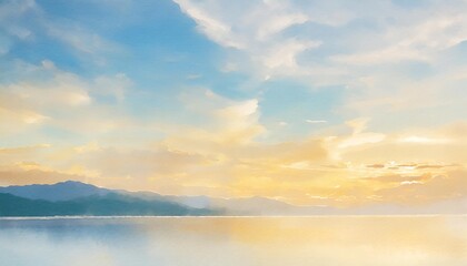 Wall Mural - abstract colorful background hand painted blue sky watercolor cloudy blue sky background for banner landscape landscape and seascape painting