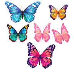 Set of Butterfly transparent background