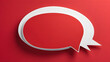 red speech bubble. mockup the blank white speech bubble on a red background. Comment icon. Feedback message. Online communication. information announcement for small business discount sale
