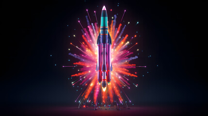 Canvas Print - Rockets Fireworks icon 3d