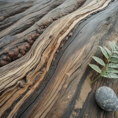 Wall Mural - of wood grooves combined with other natural elements such as leaves, rocks, and water, creating a visually stunning composition that celebrates the beauty of the outdoors. Experiment with layering and