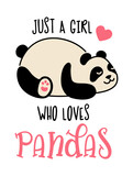 Fototapeta Big Ben - Cute panda. Simple flat icon with funny inscription