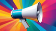 megaphone on colorful background marketing and advertising concept. megaphone and loudspeaker