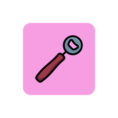 Sticker - Icon of bottle opener. Equipment tool, kitchenware. Pub concept. Can be used for topics like bar, utensil, kitchen.